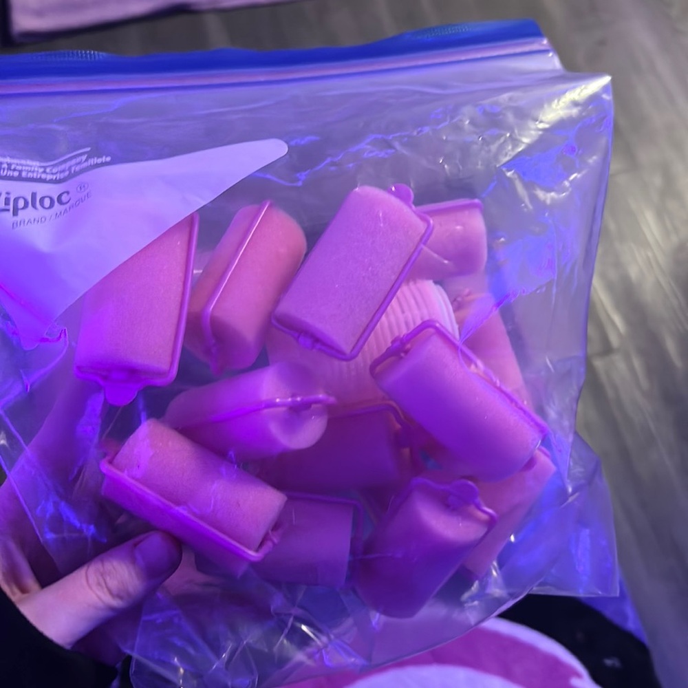 Pink hair curlers